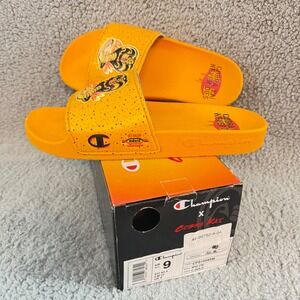 NEW Champion x Cobra Kai Karate Kid Slides Mens 9 Gold Yellow Slip On Sandals